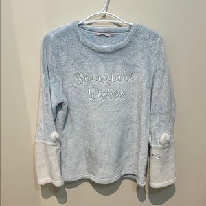 La Vie En Rose Plush Pullover - Light Blue with Pink Label